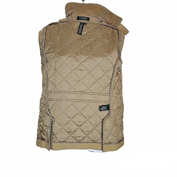 Lauren Ralph Lauren Womens Tan Quilted Corduroy Full Zip Jacket Size PS - Picture 10 of 11